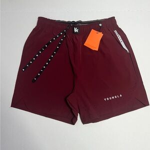 YoungLA Burgundy Athletic Shorts with Lightweight Fabric Medium #146